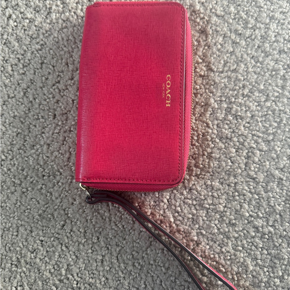 Like new Coach red Zip Around Wristlet Wallet